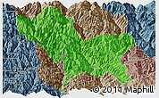 Political Panoramic Map of Weixin, semi-desaturated