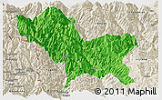 Political Panoramic Map of Weixin, shaded relief outside