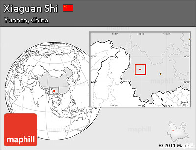 Blank Location Map of Xiaguan Shi, highlighted country