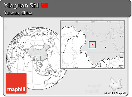Blank Location Map of Xiaguan Shi, highlighted country