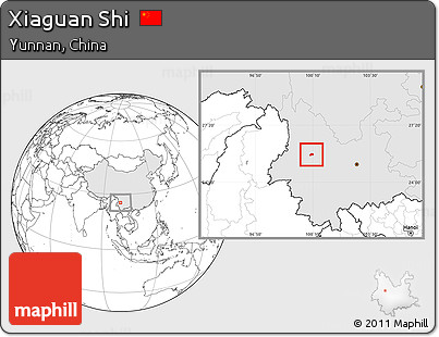 Blank Location Map of Xiaguan Shi, highlighted country