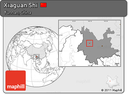 Blank Location Map of Xiaguan Shi, highlighted country, highlighted parent region