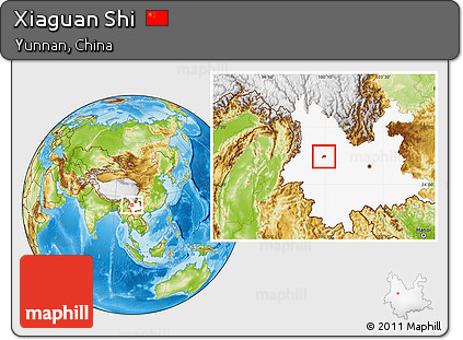 Physical Location Map of Xiaguan Shi, highlighted parent region