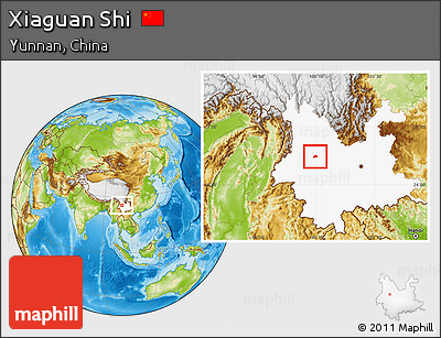 Physical Location Map of Xiaguan Shi, highlighted parent region