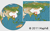 Satellite Location Map of Xiaguan Shi, highlighted country, within the entire country