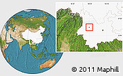 Satellite Location Map of Xiaguan Shi, highlighted country