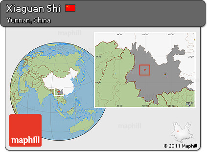 Savanna Style Location Map of Xiaguan Shi, highlighted country, highlighted parent region