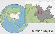 Savanna Style Location Map of Xiaguan Shi, highlighted country, highlighted parent region