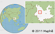 Savanna Style Location Map of Xiaguan Shi, highlighted parent region