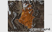 Physical 3D Map of Xiangyun, darken, semi-desaturated