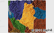 Political 3D Map of Xiangyun, darken