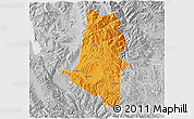 Political 3D Map of Xiangyun, lighten, desaturated