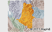 Political 3D Map of Xiangyun, lighten, semi-desaturated