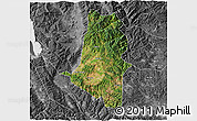 Satellite 3D Map of Xiangyun, desaturated