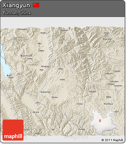 Shaded Relief 3D Map of Xiangyun