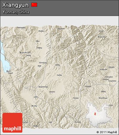 Shaded Relief 3D Map of Xiangyun
