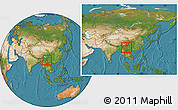 Satellite Location Map of Xiangyun, within the entire country