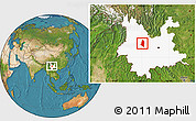 Satellite Location Map of Xiangyun, highlighted parent region