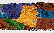 Political Panoramic Map of Xiangyun, darken