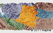 Political Panoramic Map of Xiangyun, semi-desaturated