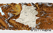 Shaded Relief Panoramic Map of Xiangyun, physical outside