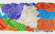 Shaded Relief Panoramic Map of Xiangyun, political outside