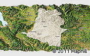 Shaded Relief Panoramic Map of Xiangyun, satellite outside