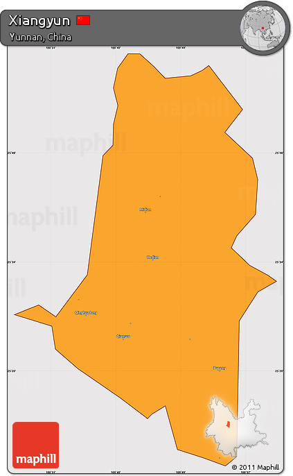 Political Simple Map of Xiangyun, cropped outside