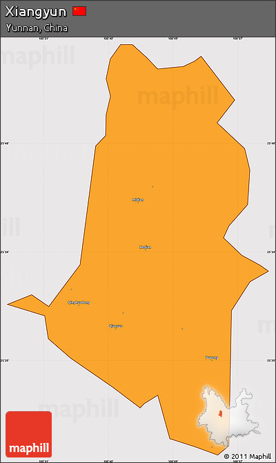 Political Simple Map of Xiangyun, cropped outside