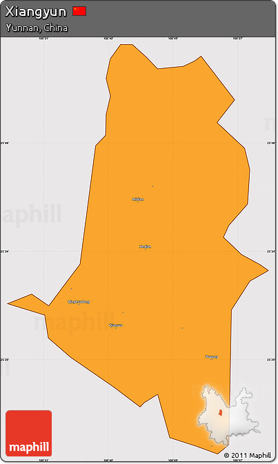 Political Simple Map of Xiangyun, cropped outside
