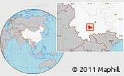 Gray Location Map of Xinping, highlighted country