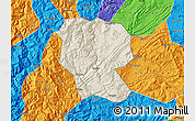 Shaded Relief Map of Yanjin, political outside