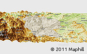 Shaded Relief Panoramic Map of Yanjin, physical outside