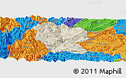 Shaded Relief Panoramic Map of Yanjin, political outside