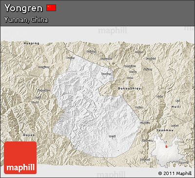 Classic Style 3D Map of Yongren