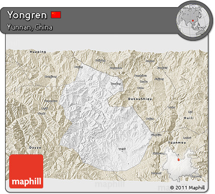 Classic Style 3D Map of Yongren