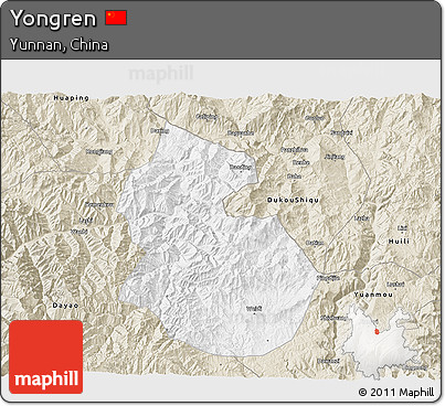 Classic Style 3D Map of Yongren