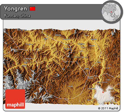Physical 3D Map of Yongren