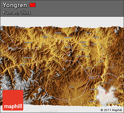 Physical 3D Map of Yongren