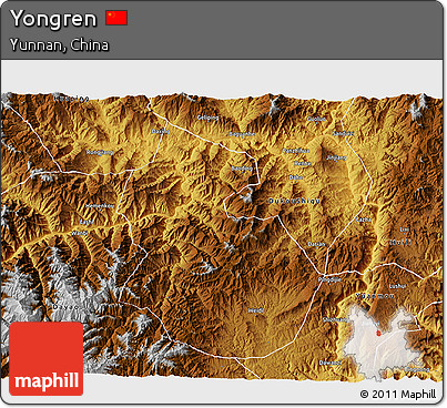 Physical 3D Map of Yongren