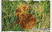 Physical 3D Map of Yongren, satellite outside