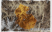 Physical 3D Map of Yongren, semi-desaturated
