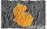 Political 3D Map of Yongren, darken, desaturated