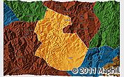 Political 3D Map of Yongren, darken