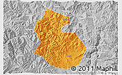 Political 3D Map of Yongren, lighten, desaturated