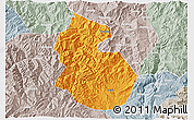 Political 3D Map of Yongren, lighten, semi-desaturated