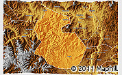Political 3D Map of Yongren, physical outside