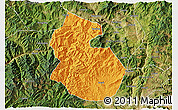 Political 3D Map of Yongren, satellite outside