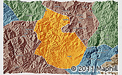 Political 3D Map of Yongren, semi-desaturated