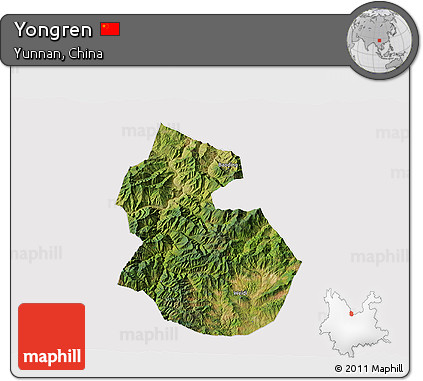 Satellite 3D Map of Yongren, cropped outside